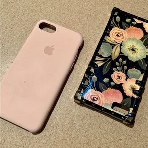 Set of 2 Apple iPhone 8 Silicone CasePink & floral